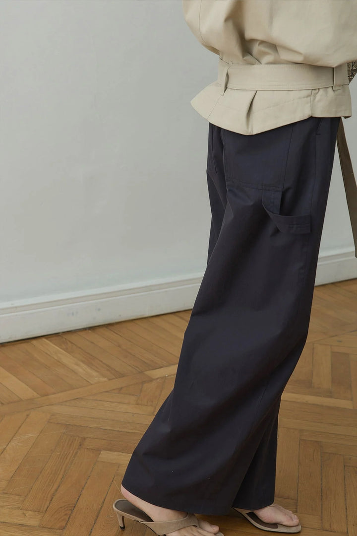 Navy Raffy Wide Leg Pants - Suud Collection