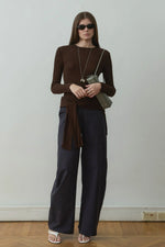 Load image into Gallery viewer, Navy Raffy Wide Leg Pants - Suud Collection