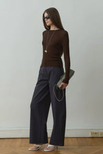 Load image into Gallery viewer, Navy Raffy Wide Leg Pants - Suud Collection