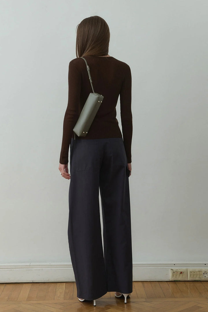 Navy Raffy Wide Leg Pants - Suud Collection