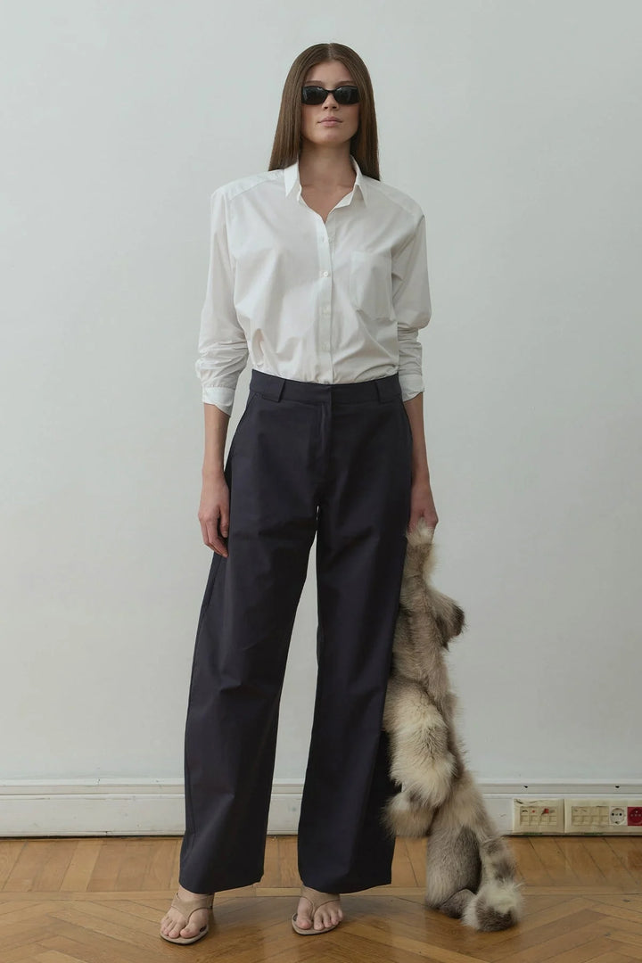 Navy Raffy Wide Leg Pants - Suud Collection
