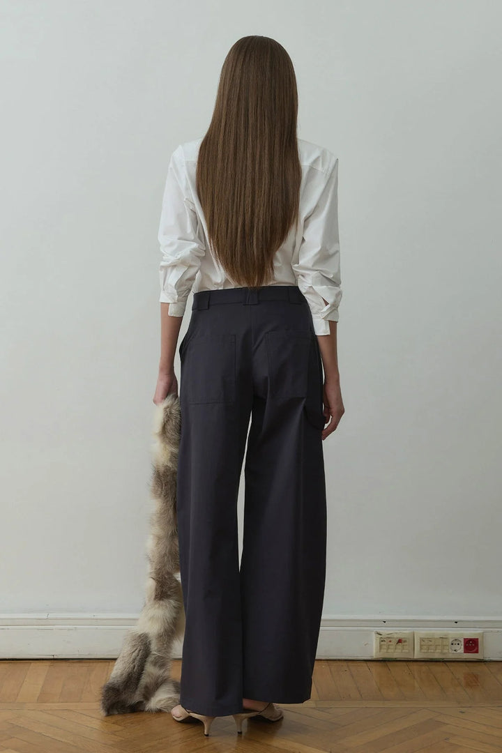 Navy Raffy Wide Leg Pants - Suud Collection