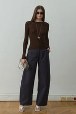 Load image into Gallery viewer, Navy Raffy Wide Leg Pants - Suud Collection