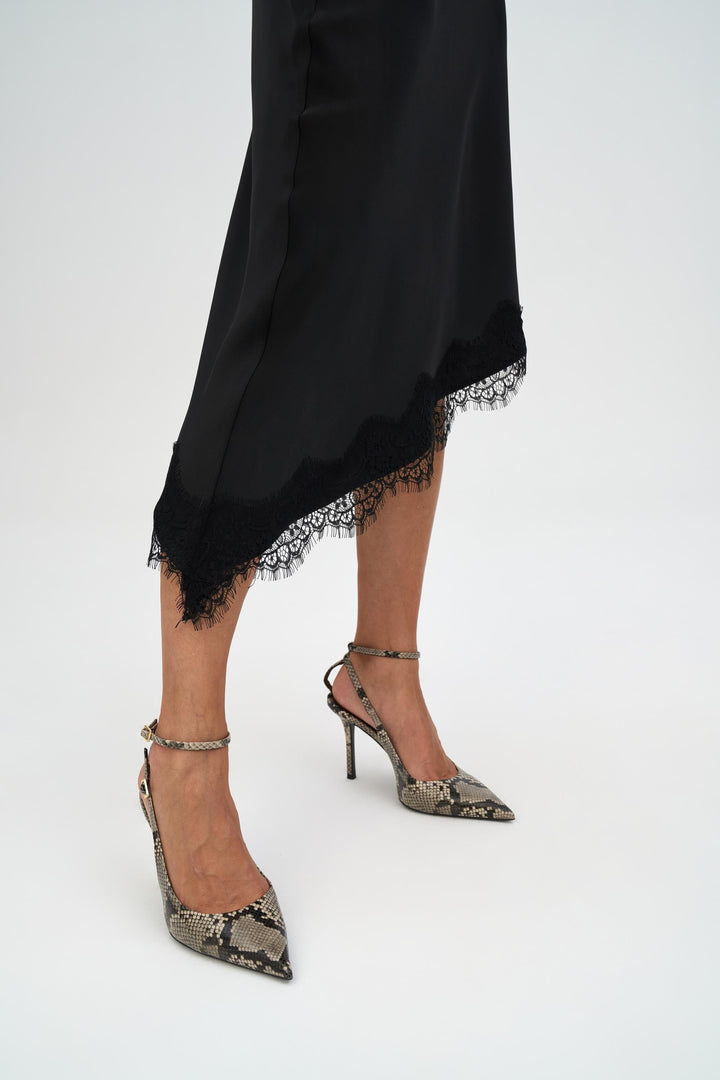 Satin Lace Midi Skirt