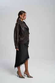 Satin Lace Midi Skirt