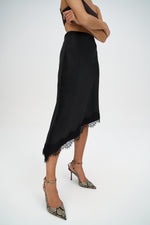 Load image into Gallery viewer, Satin Lace Midi Skirt