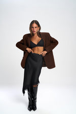 Load image into Gallery viewer, Satin Lace Midi Skirt