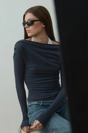 Blue Emily Two-Piece Blouse Set - Suud Collection