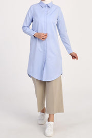 Cotton-blend blouse - Blue