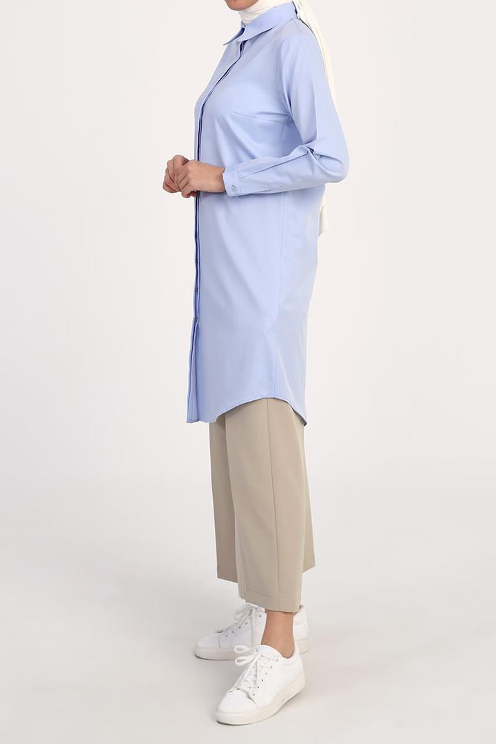 Cotton-blend blouse - Blue