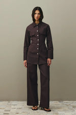 Load image into Gallery viewer, Relaxed Cut Palazzo Denim Trousers - Brown