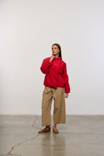 Load image into Gallery viewer, High-Neck Bomber Jacket - Red