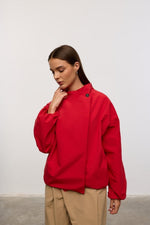 Load image into Gallery viewer, High-Neck Bomber Jacket - Red