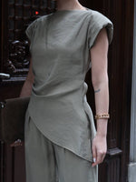 Load image into Gallery viewer, Olive Asymmetric Blouse
