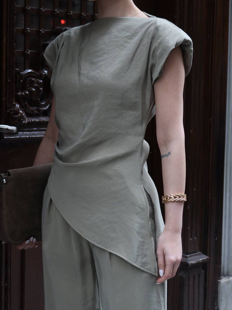 Olive Asymmetric Blouse