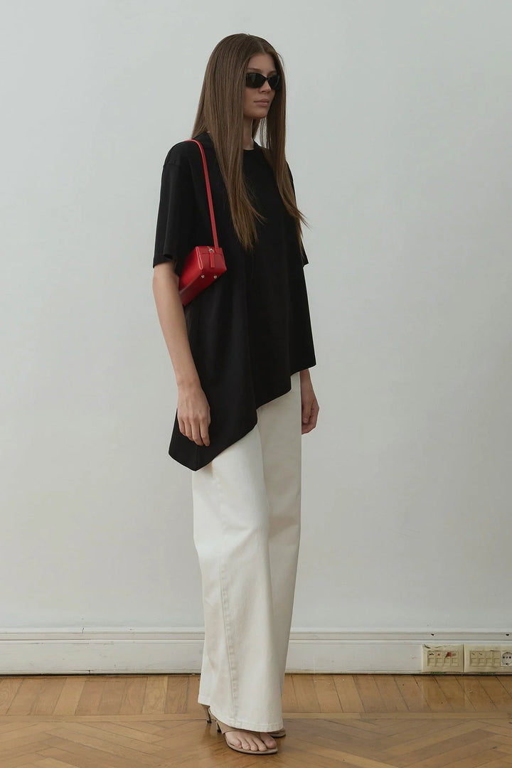 Black Asymmetrical Oversized T-Shirt - Suud Collection