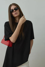Load image into Gallery viewer, Black Asymmetrical Oversized T-Shirt - Suud Collection