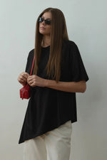 Load image into Gallery viewer, Black Asymmetrical Oversized T-Shirt - Suud Collection