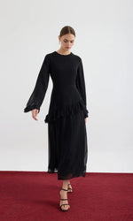 Load image into Gallery viewer, Aveline Chiffon sleeve Dress - Black