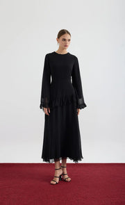 Aveline Chiffon sleeve Dress - Black