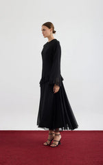 Load image into Gallery viewer, Aveline Chiffon sleeve Dress - Black