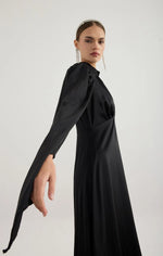 Load image into Gallery viewer, Elora Satin Dress - Black