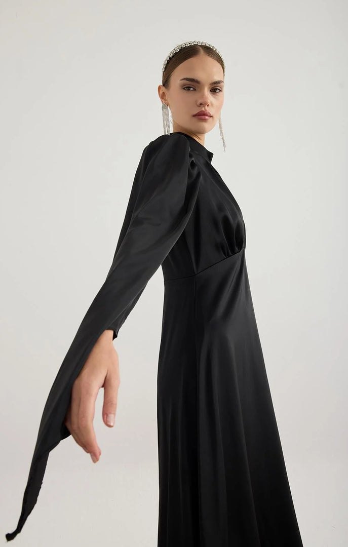 Elora Satin Dress - Black