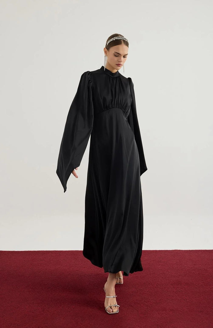 Elora Satin Dress - Black