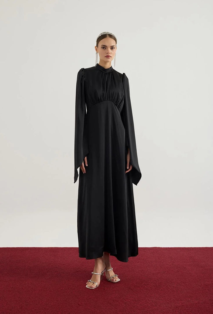 Elora Satin Dress - Black