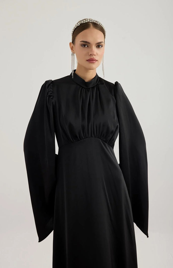 Elora Satin Dress - Black