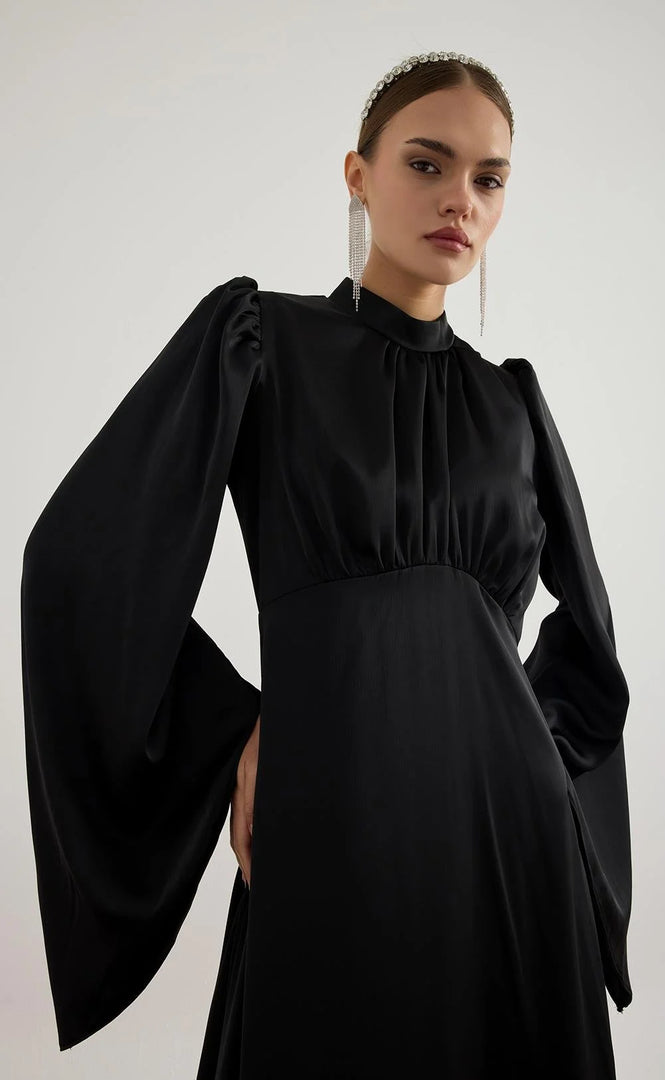 Elora Satin Dress - Black