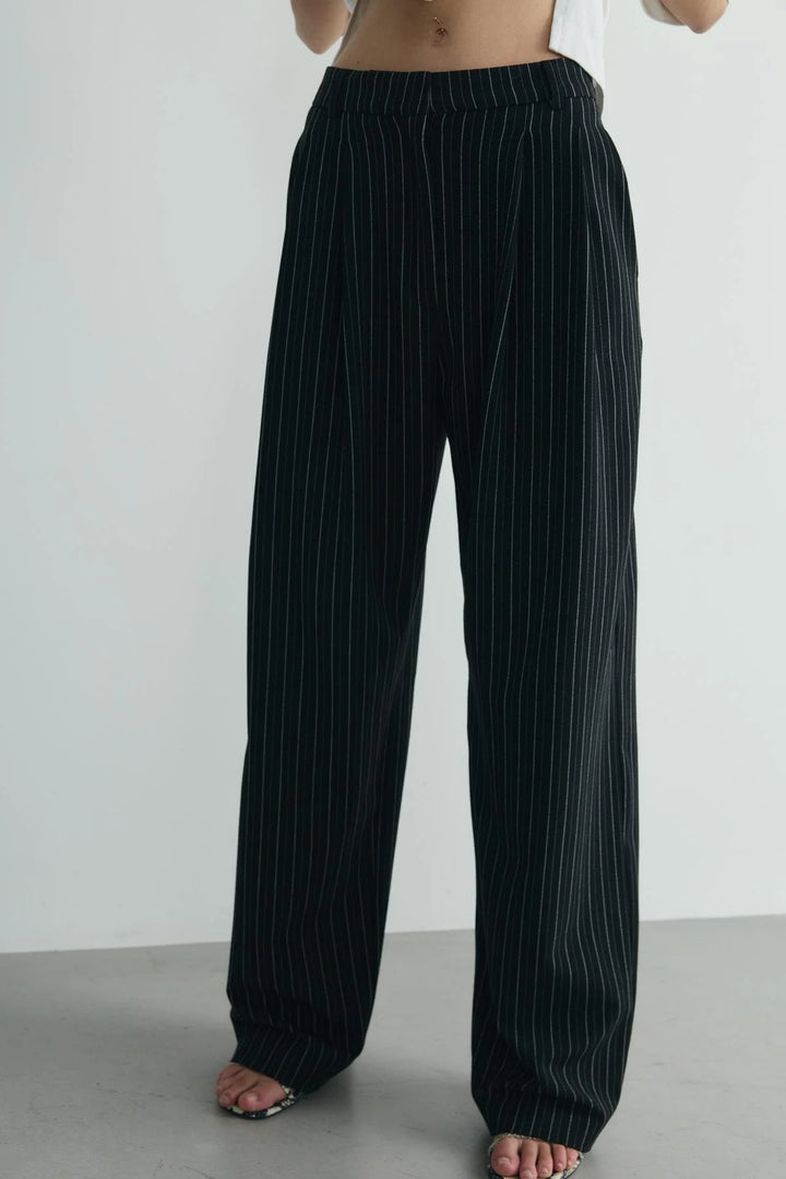 Lina Pleated Striped Trousers