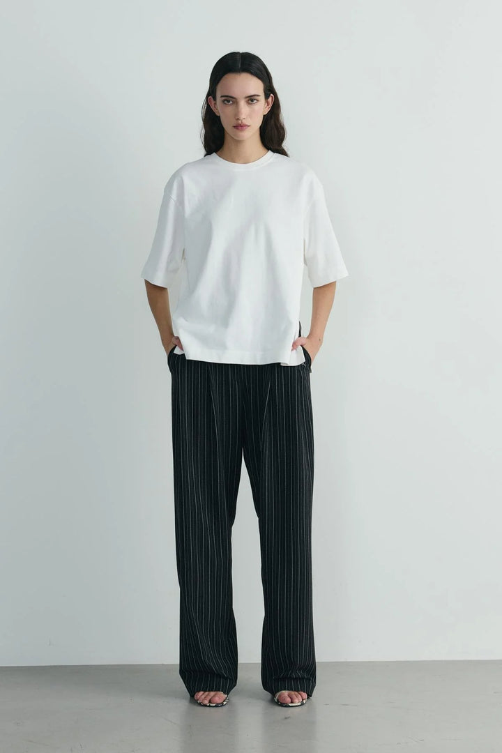 Lina Pleated Striped Trousers
