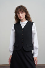 Load image into Gallery viewer, Polyviscose gilet with a relaxed fit and a V-neckline